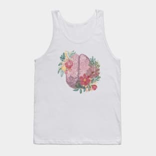 Anatomy of Brain in watercolor with florals Tank Top